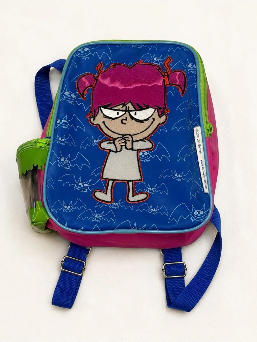 Kids Pink and Blue Character Backpack - Cute Pigtail Girl Design